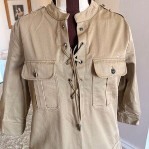 The Kooples Twilly View Cotton Khaki Safari Utility Mini Dress 2 NWT $425 MSRP